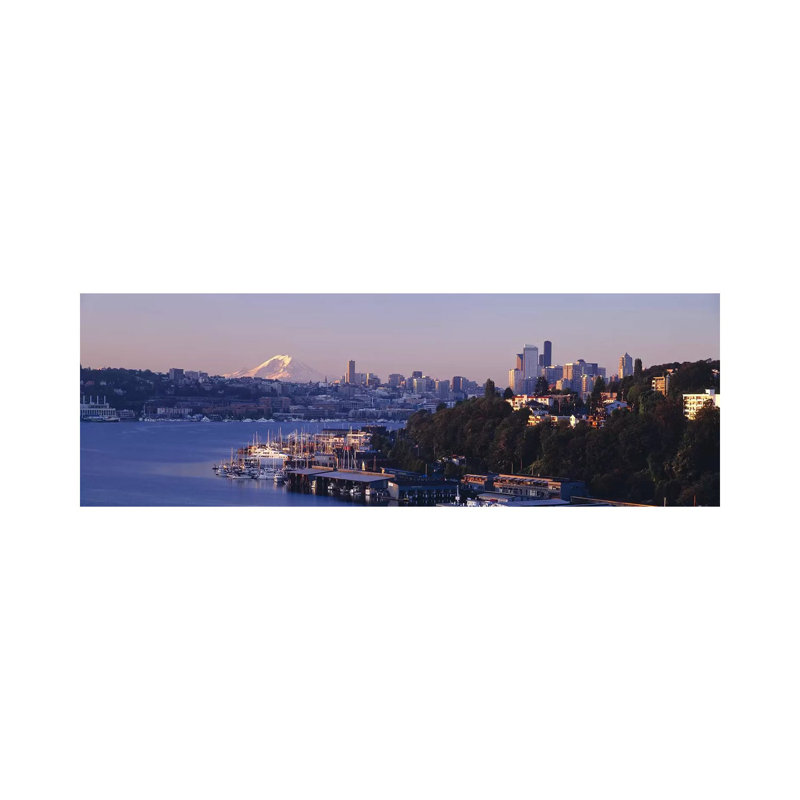Buildings at the Waterfront, Lake Union, Seattle, Washington State, USA 1 Piece Wrapped Canvas Panoramic Wall Art
