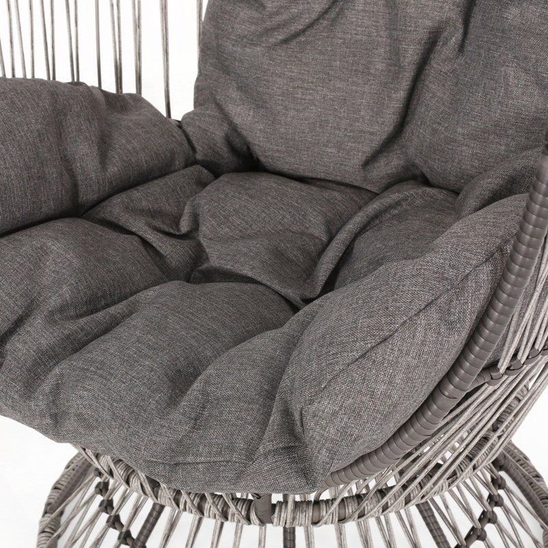 Chaise de patio pivotante avec coussins, Gris foncé / gris et taupe