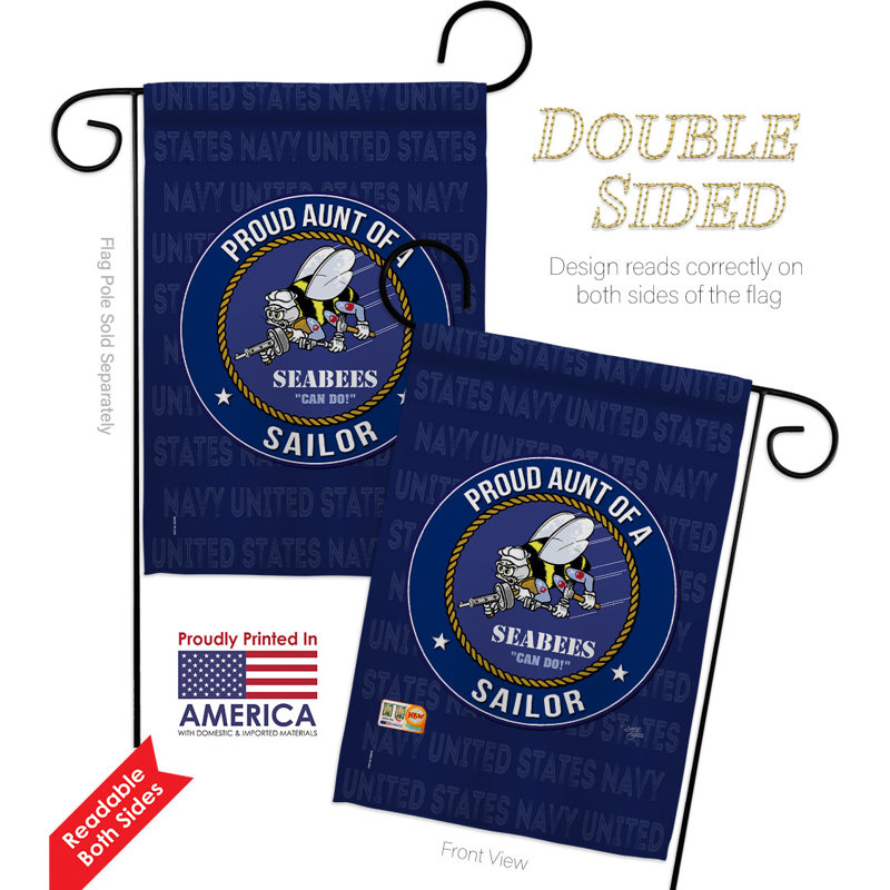 Drapeau de jardin en polyester 18,5 x 13 po Seabees Proud Aunt Sailor Garden