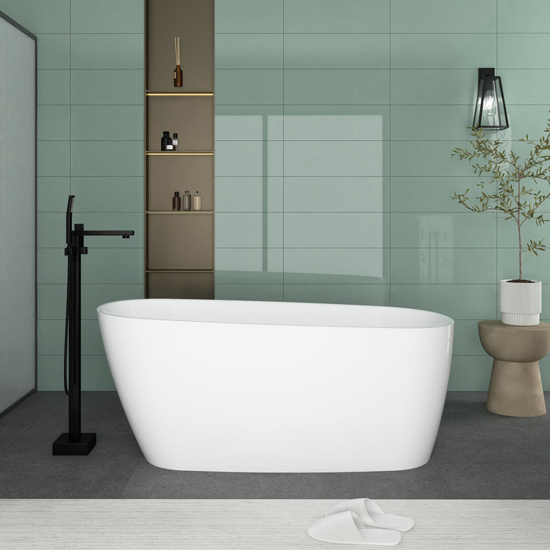 Freestanding and Mounting / Installation Required Soaking Plastic / Acrylic Bathtub, White