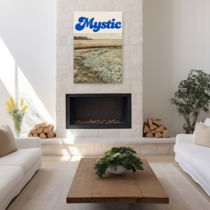 Champ de fleurs mystique, paysage floral paisible et serein, impression d'art mural, H 48 po x l 32 po