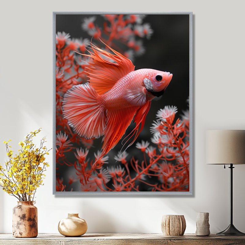 Monochromes rouges et gris - aquariums, reproduction d'art mural, White Picture Framed, H 12 po x l 20 po