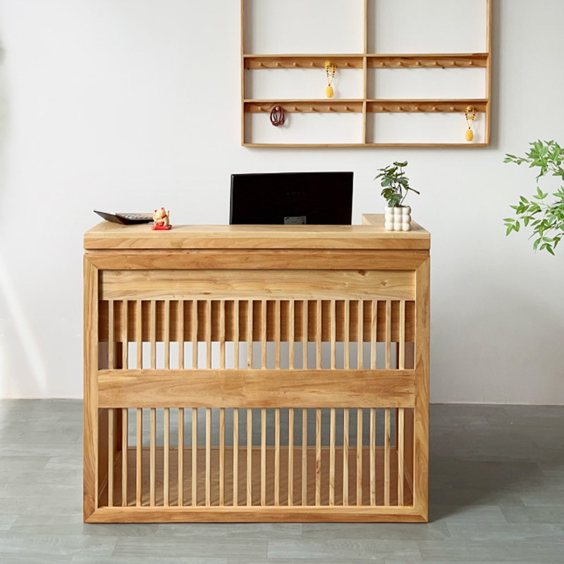 46.85" Brown Standard Solid Wood Reception Desk