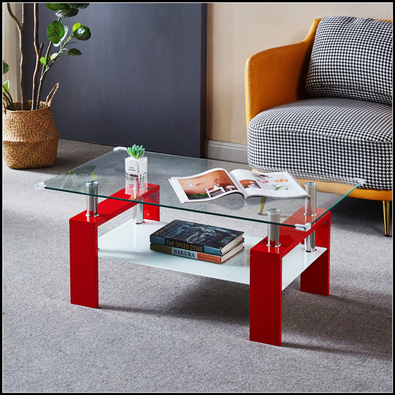 Table basse rectangulaire avec plateau et tablette en bois manufacturé, durable et écologique pour la vie moderne.