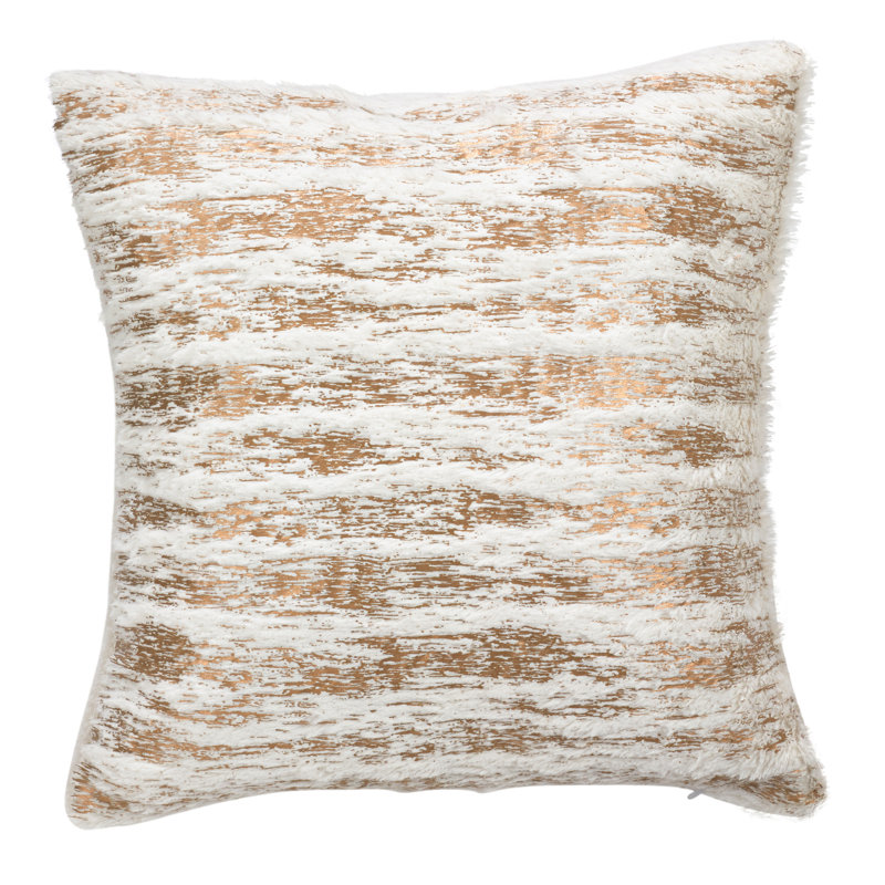 Housse et insert de coussin en fourrure synthétique texturée brossée, L 15 po x L 15 po, Brun / blanc