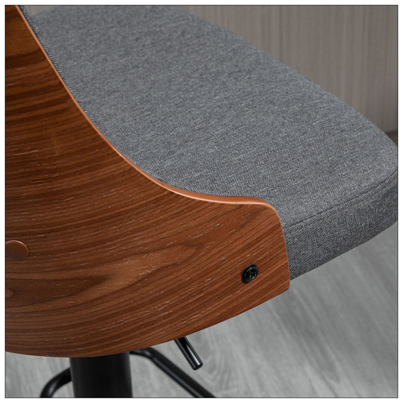 Ensemble de 2 tabourets de bar à hauteur de comptoir, tabourets pivotants réglables en hauteur avec repose-pieds et dossier capitonné, chaises de bar en tissu de lin, gris foncé