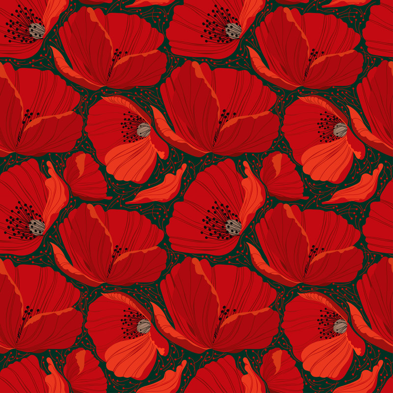 «Red Poppy Buds» par - Impression sur toile tendue, L 12 po x H 12 po