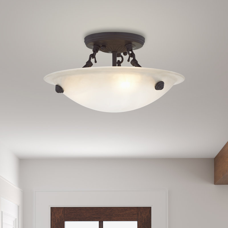 Plafonnier semi-encastré 3 lumières Aneudi, H 6 po x l 12 po x P 12 po