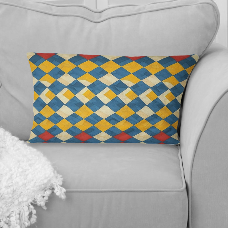 Coussin lombaire moderne bleu Houndstooth III - bleu
