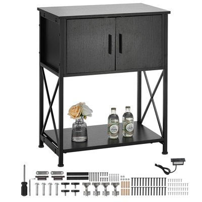 Support pour aquarium de 75 litres (20 gallons), en acier et MDF, dimensions : 65 x 42 x 81 cm (25,6 x 16,5 x 31,9 pouces). Support pour aquarium à tortues, capacité de charge : 76 kg (167,6 lb). Support de terrarium avec armoire de rangement et panneau électrique intégré, noir.