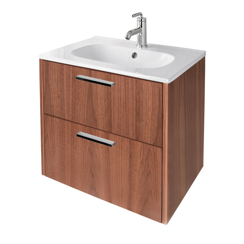 Aquatre 24'' W Single Vanity, Wall Mount, Matte Black, Matte White