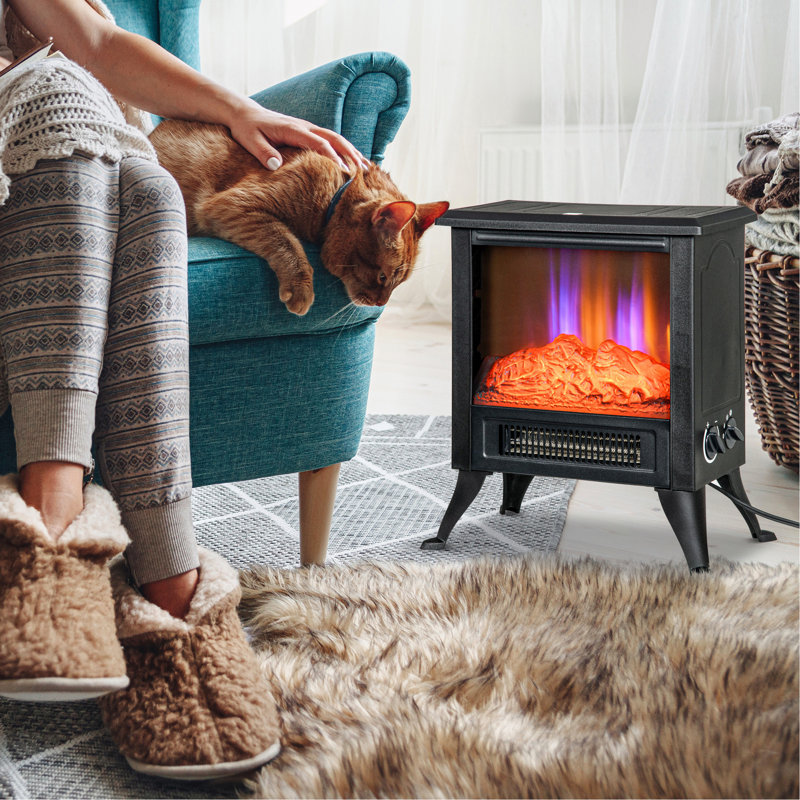 Alverta 15.25'' W Black Electric Fireplace