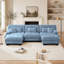 Canapé d'angle modulaire de luxe - Canapé nuage surdimensionné en forme de U pour salon, assise profonde avec 2 poufs, bleu chenille-282021434