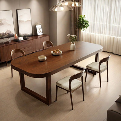 Solid wood round corner dining table rectangular