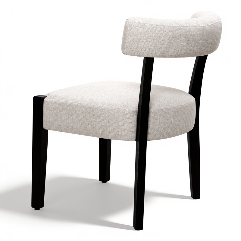 Chaises de salle à manger rembourrées Cindina, 6 pièces, Lin crème / noir