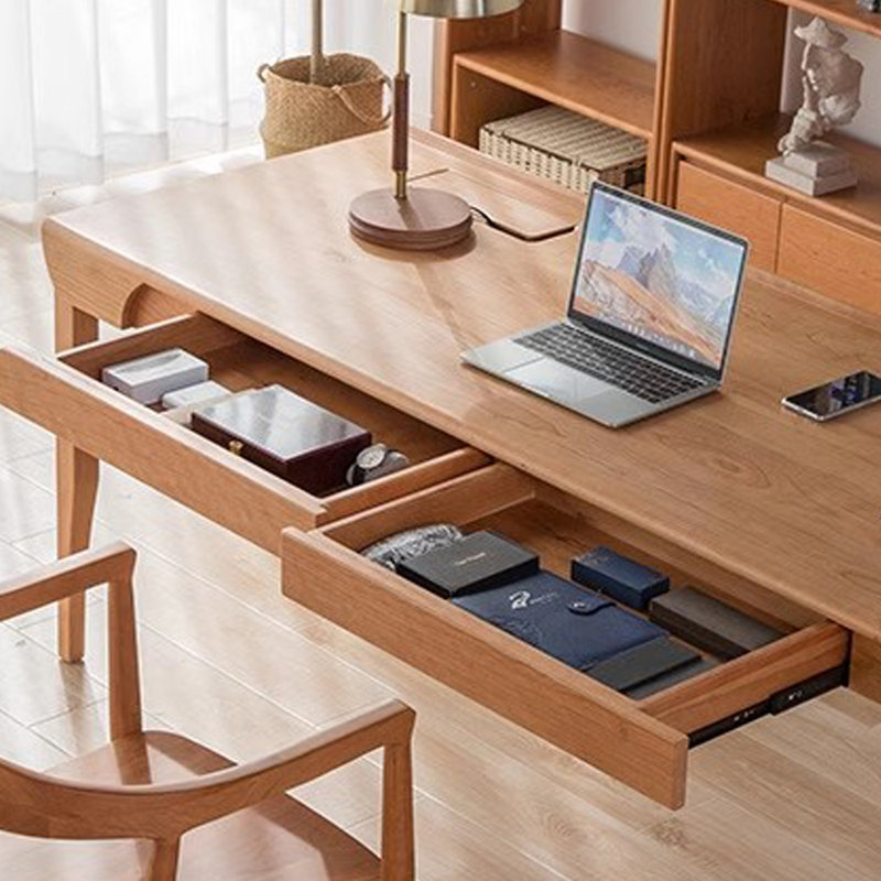 Bureau d'écriture simple avec tiroirs en bois de cerisier, H 29,52 po x l 59,05 po x P 27,95 po
