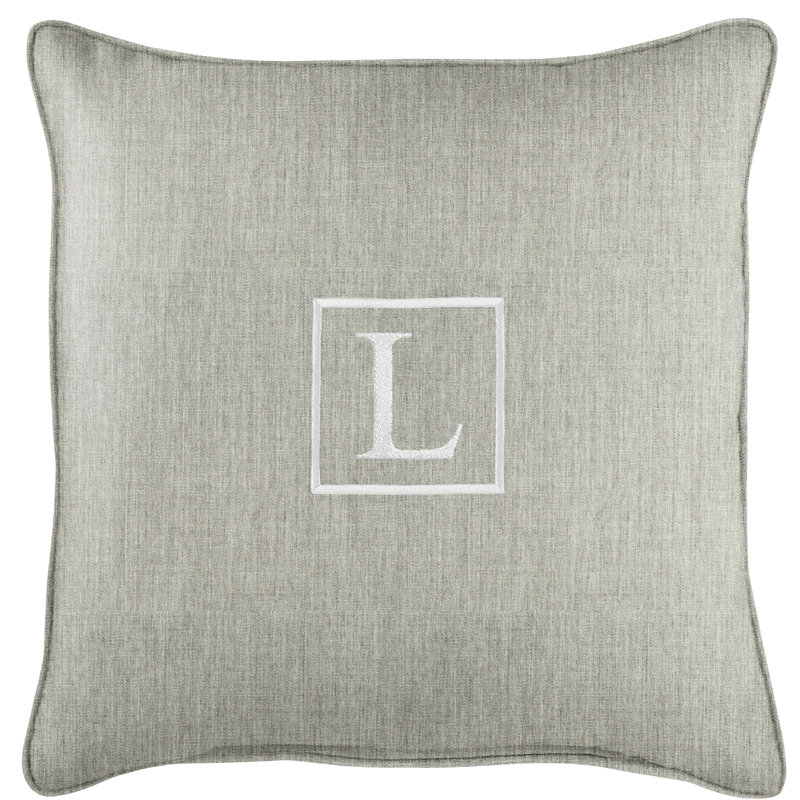 Kettil Embroidered Sunbrella® Outdoor Throw Pillow, Granite Gray, L