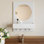 Miroir mural cannelé texturé avec tablette de rangement et crochets, miroir de meuble-lavabo rond incassable HD