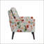 Fauteuil d'appoint compact orange pastel à motif floral, pieds en bois massif pour petits espaces