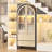 73" Tall Arched Cabinet With Acrylic Door, Display Modern Farmhouse Cabinet With Led Light & Adjustable Shelves, 3-tier Varsatile Arched Bookcase For Living/dining Room, Black & Brown