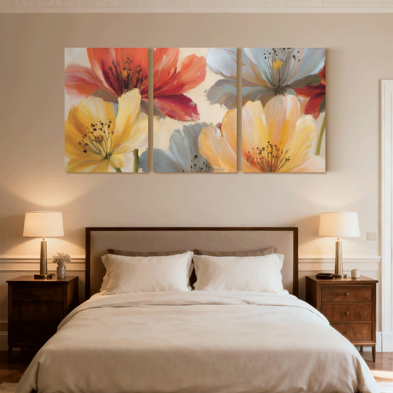 Plantes et fleurs, ensemble de 3 impressions sur toile, H 18 po x l 36 po