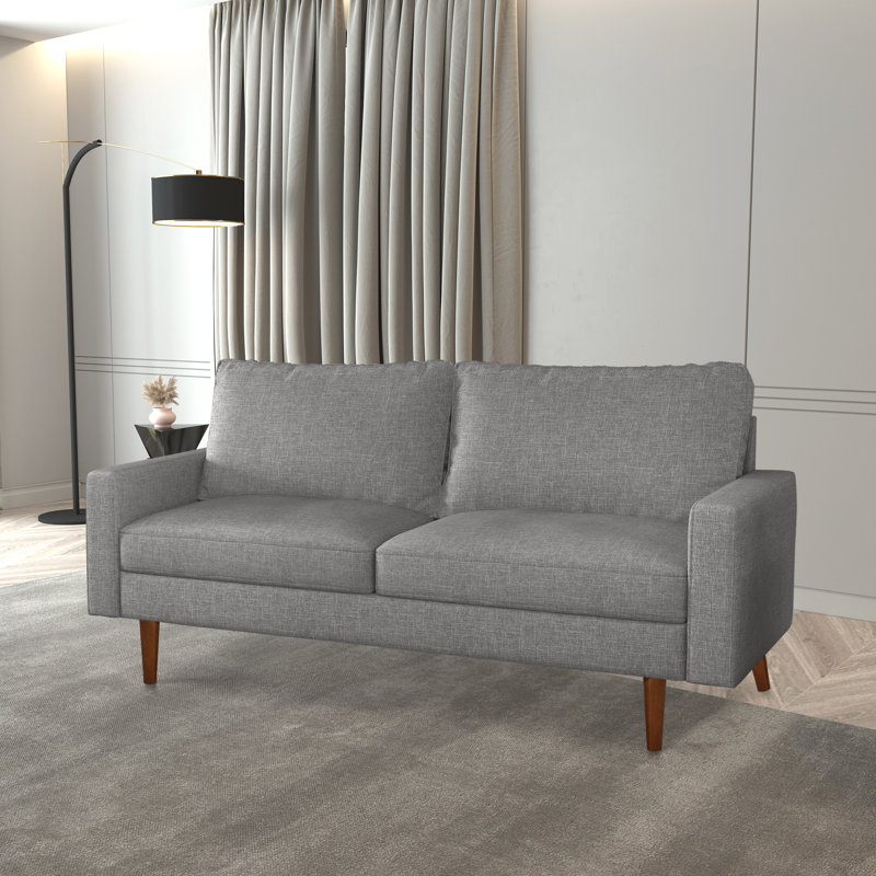 Jo 70" Square Arm Sofa, Light Gray 100% Polyester