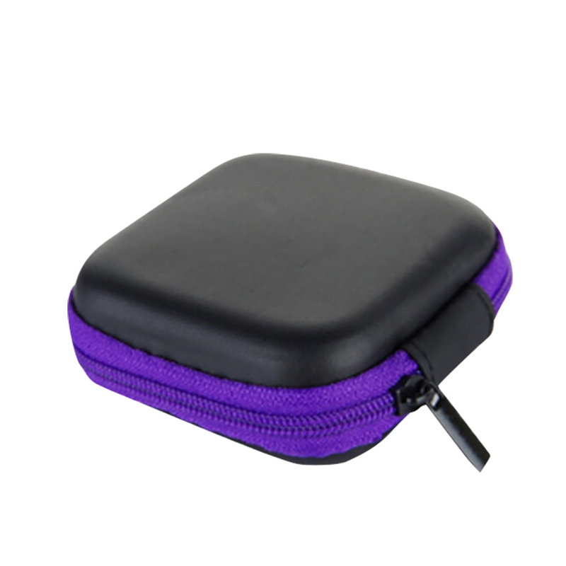 Mini sac à fermeture à glissière en cuir dur pour sac d'écouteurs