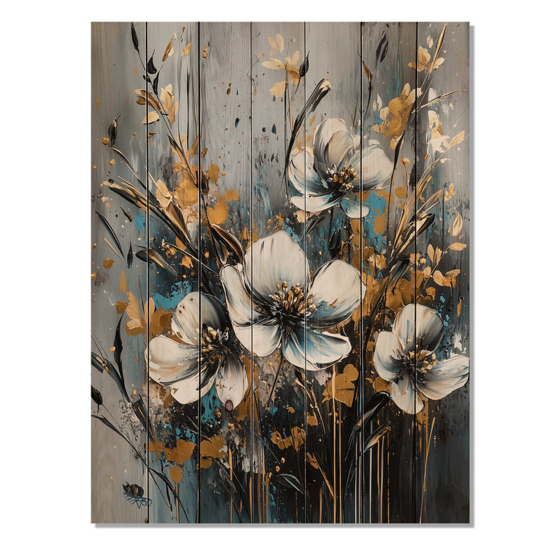 «Botanical Dreamscape Flowers Composition II», art mural en bois botanique sur bois de pin naturel, H 44 po x l 34 po