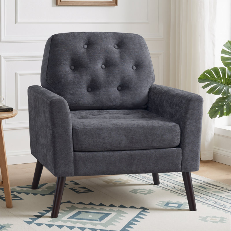 Accent Chair with Button-Tufted Back, DARK GRAY