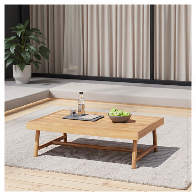 Table basse de patio rectangulaire en bois d'acacia, teck