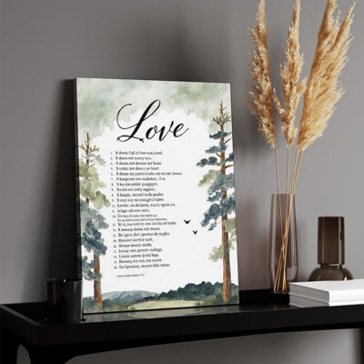 Forest Love Verse, Inset Wooden Frame Wall Art, 16W X 20L