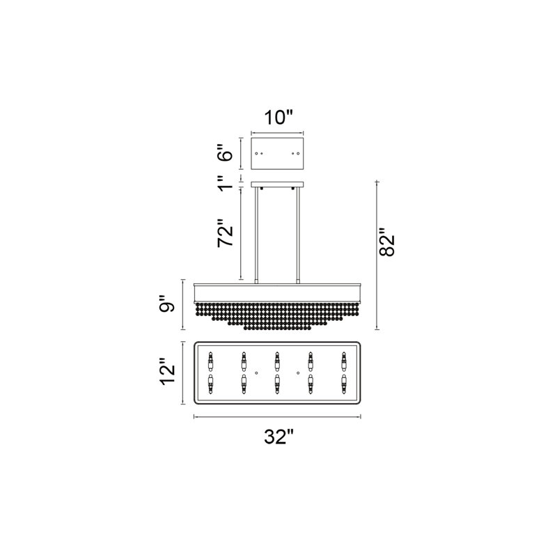 Mali 10 - Light Satin Black Kitchen Island Pendant