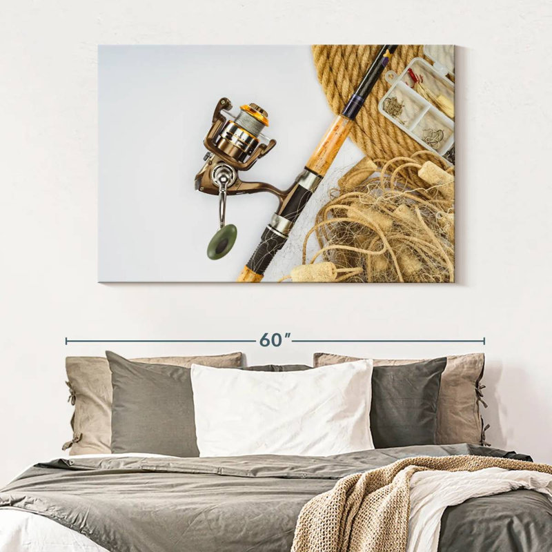 Canne à pêche et filet Senne, H 34 po x l 51 po