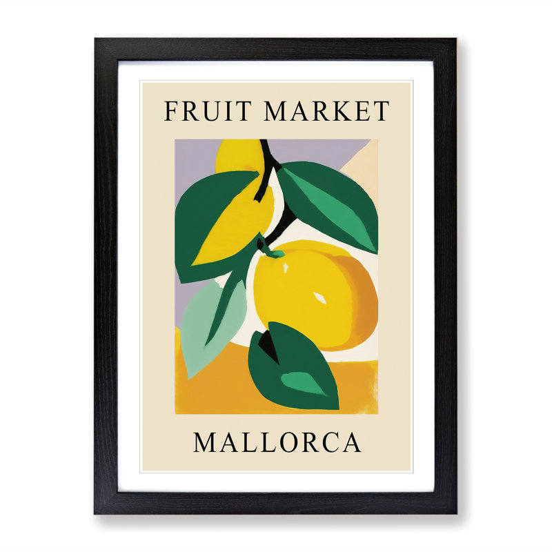 Lemon Mallorca Fruit Market Exhibition - Single Picture Frame Print on Wood, 64cm H x 46cm W x 2cm D
