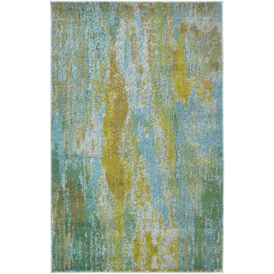 Tapis turquoise tissé à la machine Rizer