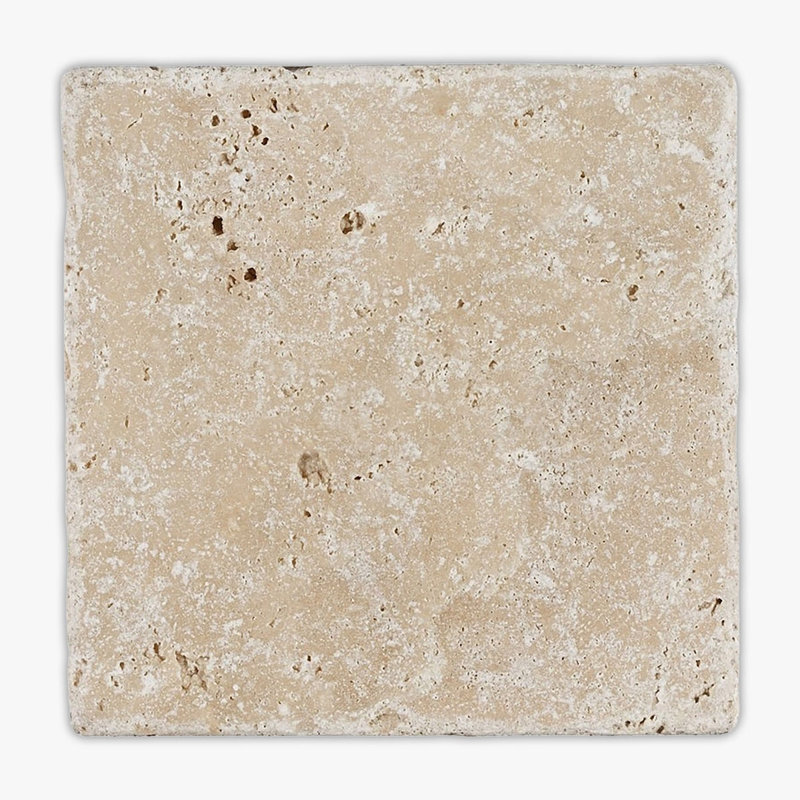 Ivory Tumbled 4x4 Travertine Tile