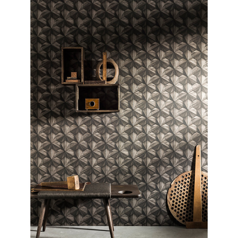 Terra Geometric Vinyl Wallpaper Roll, Dark Brown