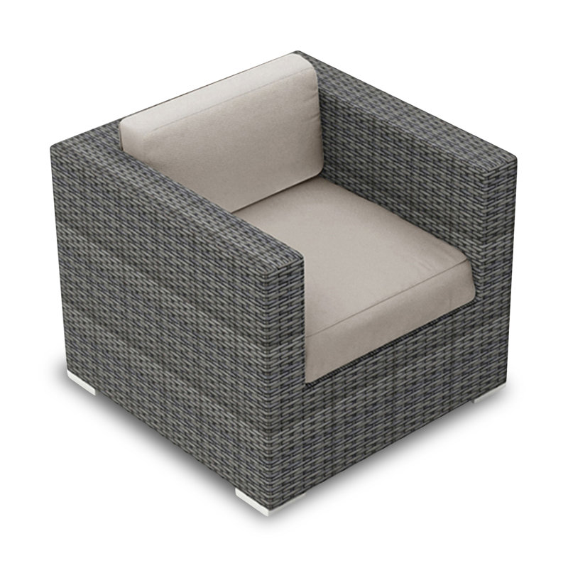 Chaise de patio avec coussin Suffern, Argent coulé Sunbrella®
