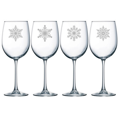 Paper Snowflakes 19oz. Handmade Wine Glass Set