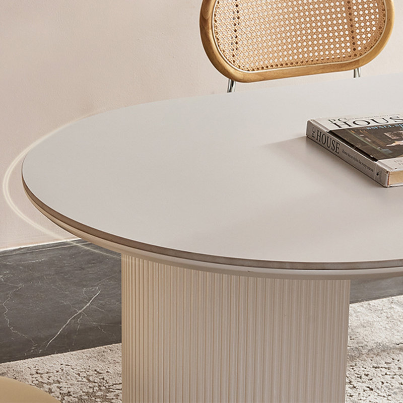Une table de salle à manger en pierre robuste et durable, Blanc, H 29,5 po x L 70,8 po x l 31,4 po