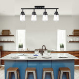 Lighting Track Light, Modern Fixed Rail Lighting With Clear Glass Shade, 4-Light Kitchen Ceiling Light In Black Finished.