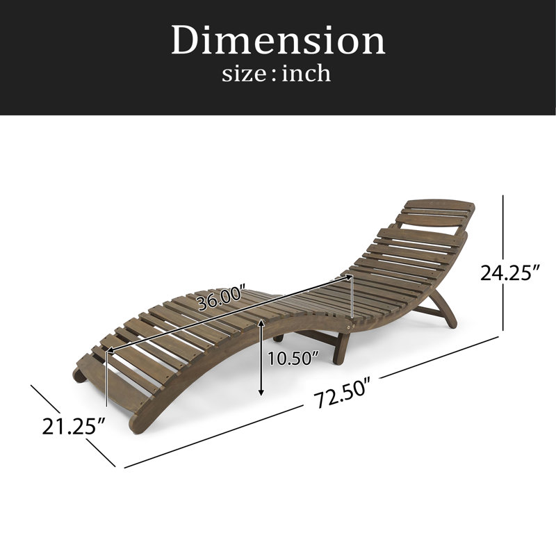 WOOD FOLDABLE CHAISE LOUNGE, Gray