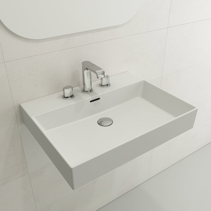 Milano 23.82'' L Bathroom Sink, Matte White, Single-Hole