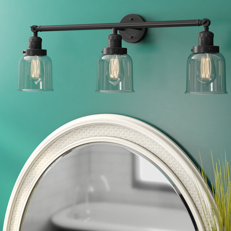 Éclairage pour salle de bain à 3 lumières à intensité variable Dominica, Transparent, Or satiné, LED