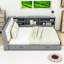 Lit plateforme double avec tête de lit, tablettes et tiroirs de rangement-1272677858