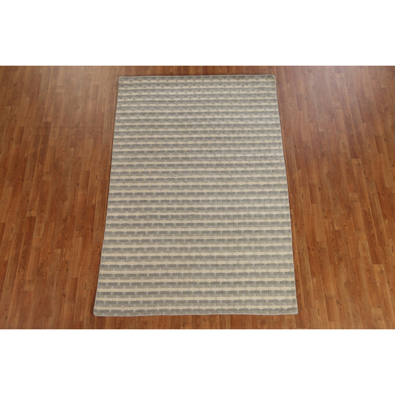 Tapis oriental rayé Gabbeh noué à la main 5 x 8