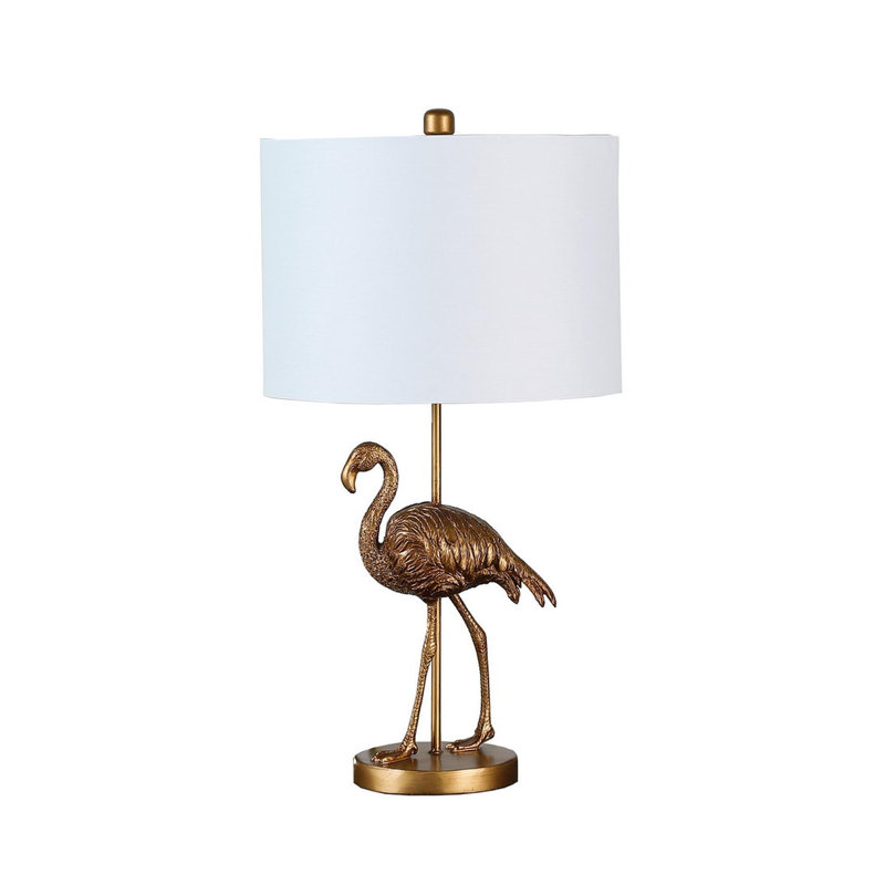 Lampe de table 26 po en résine flamant doré mat