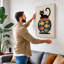 Cat and Fishbowl Mid-Century 1 Piece Wrapped Canvas Wall Art-212654140-212654141