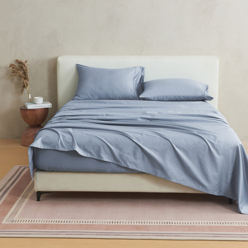 400 Thread Count 100% Cotton Sateen Sheet Set, Ocean Blue, California King Sheet Set + 3 Additional Pieces