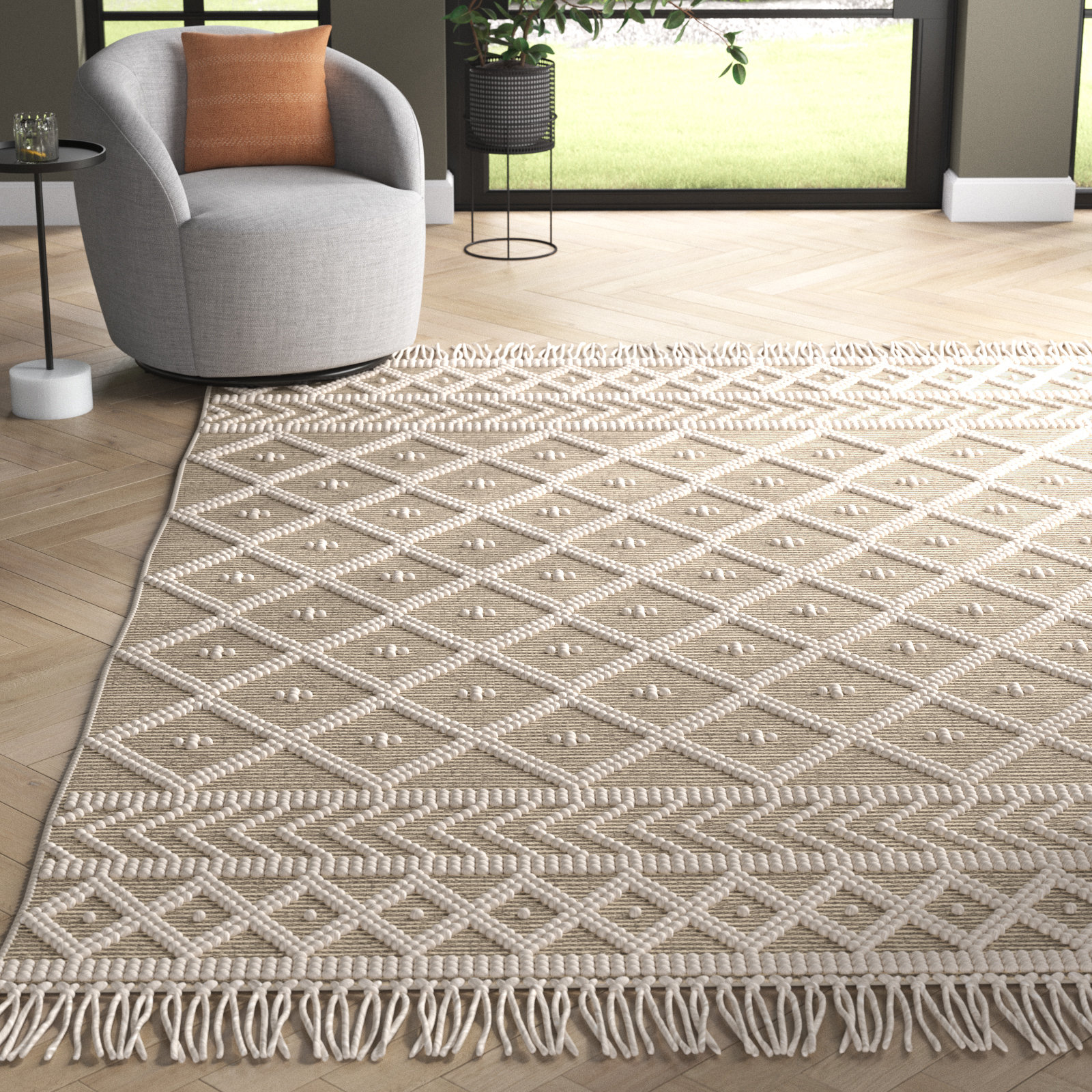 Loria Handmade Wool Rug, Rectangle 5' x 7'6"
